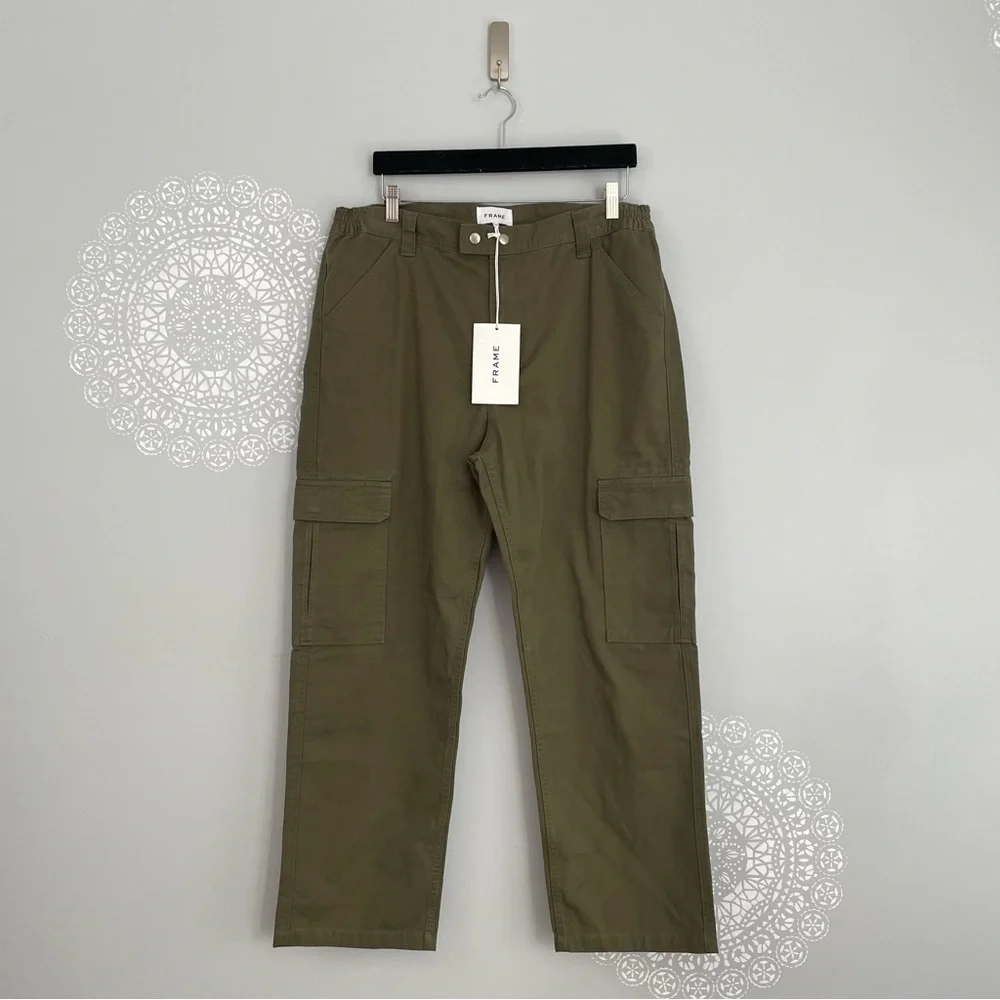 Frame Cotton Twill Cargo Trousers Rifle Green Men's Size 34